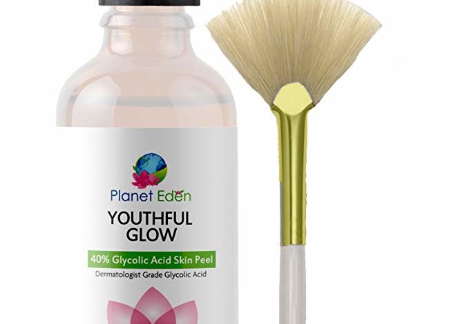 Youthful Glow 40% Glycolic Acid Peel with Free Fan Brush – Powerful and Deep Peel for Wrinkles, Acne and Melasma and Free Fan Brush