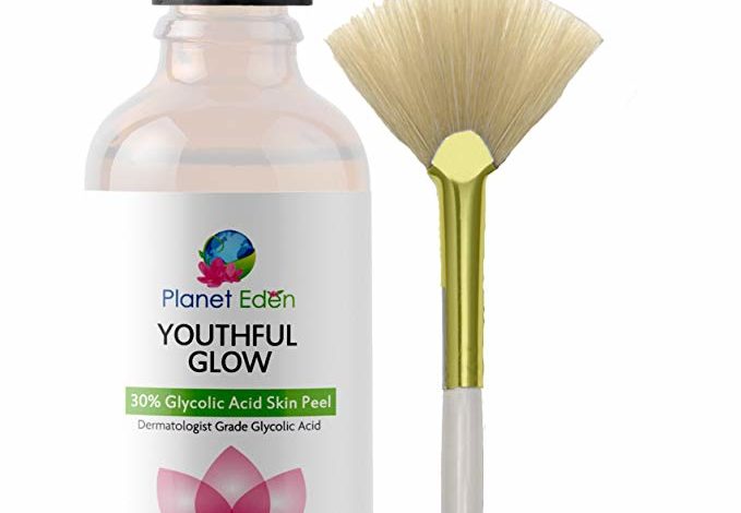 Youthful Glow 30% Glycolic Acid Skin Peel with Free Fan Brush for Sun Damage, Freckles, More Even Skin Tone and Free Fan Brush