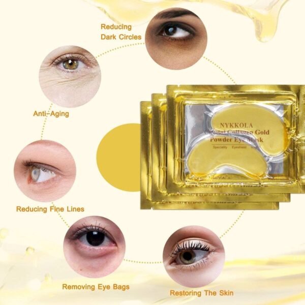 2 PCS=1 BAGS GOLD CRYSTAL COLLAGEN PROTEIN EYE MASK ANTI-WRINKLE MOISTURIZING REMOVE DARK CIRCLES FACIAL CARE NATURAL EYE PATCH